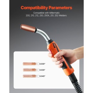 VEVOR Πιστόλι MIG συγκόλλησης 250Α με καλώδιο 15 ποδιών για σύρματα...