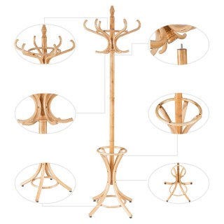 Costway Ξύλινη Κρεμάστρα Ρούχων με Θέση για Ομπρέλες και 12 Γάντζου... Costway Ξύλινη Κρεμάστρα Ρούχων με Θέση για Ομπρέλες και 12 Γάντζου...
