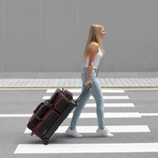 VEVOR Τσάντα Μπόουλινγκ με Ρόδες για 3 Μπάλες και Χώρο Παπουτσιών G...