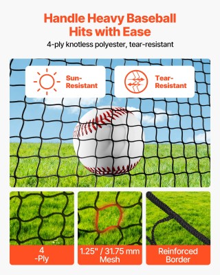 VEVOR Φορητό Κλουβί Μπέιζμπολ 3660 x 3100 x 2330mm με Άνοιγμα για Μ...