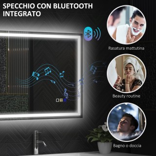 HOMCOM Καθρέφτης Μπάνιου 50x70 cm με LED, Bluetooth και Touch 834-8... HOMCOM Καθρέφτης Μπάνιου 50x70 cm με LED, Bluetooth και Touch 834-8...