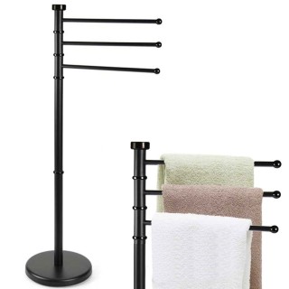 BAKAJI Βάση Πετσέτας Μπάνιου Μιλάνο με 3 Βραχίονες σε Μαύρο Μέταλλο...