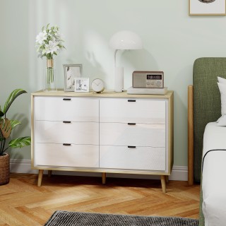 HOMCOM Συρταριέρα με 6 Συρτάρια από Ξύλο για Κρεβατοκάμαρα, 110x40x...