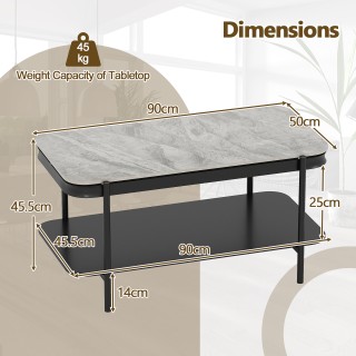 Costway Ορθογώνιο Τραπεζάκι Σαλονιού Μοντέρνο Τραπεζάκι Καφέ Τραπεζ...