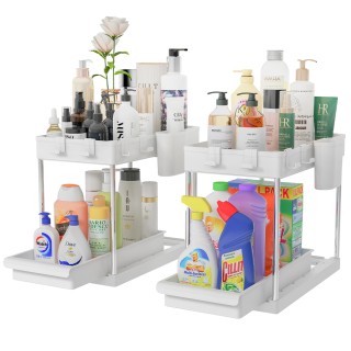 BAKAJI  Σετ 2 Οργανωτές Υπονιπτήριου Λευκό Μπάνιο Κουζίνα Συρόμενο ...