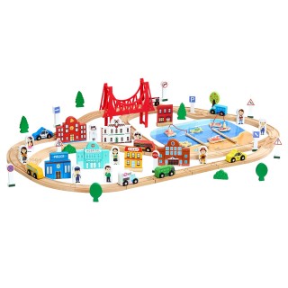 VEVOR Σετ Ξύλινου Τρένου 113 Τεμ., Για Παιδιά 3-8 Ετών, Συμβατό με ...