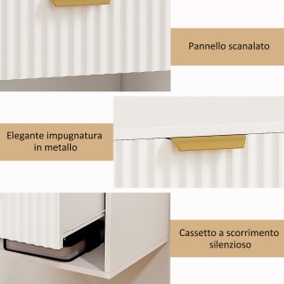 HOMCOM Σετ 2 Επιτοίχια Κομοδίνα με Σκαλιστούς Πίνακες, Συρτάρι και ...