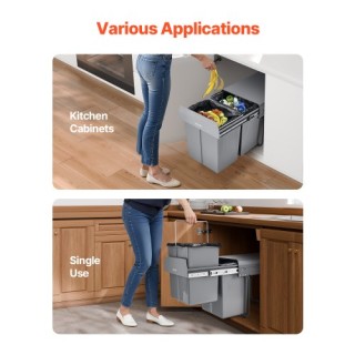 VEVOR Διπλός Κάδος Απορριμμάτων Κουζίνας 20Lx2 με Συρόμενο Μηχανισμ...