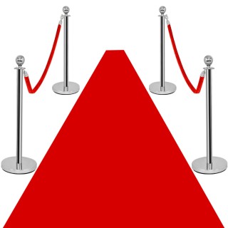 Costway Σύστημα Καθοδήγησης Ατόμων από Ανοξείδωτο Ατσάλι με Κόκκινε...