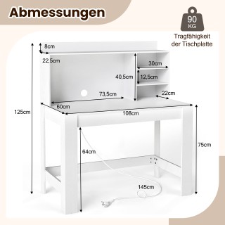 Costway Λευκός Γραφειακός Υπολογιστής με Ανώτερο Ντουλάπι και Ενσωμ... Costway Λευκός Γραφειακός Υπολογιστής με Ανώτερο Ντουλάπι και Ενσωμ...