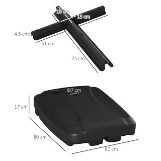 Outsunny Βάση για Ομπρέλα με Βραχίονα Γεμιζόμενη έως 75 κιλά με Περ...