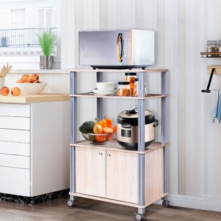 Τρόλεϊ Κουζίνας με Ράφια και Ρόδες 60 x 40 x 98 εκ. HW60180OA Costway