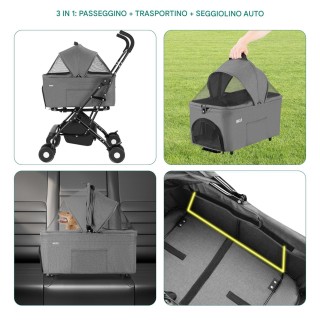 BAKAJI Καροτσάκι για Σκύλους και Γάτες με Αποσπώμενη Μεταφορά για Κ...