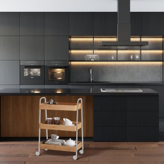 BAKAJI Μεταλλικό Καρότσι Κουζίνας με 3 Ξύλινα Ράφια και 4 Ρόδες Λευ... BAKAJI Μεταλλικό Καρότσι Κουζίνας με 3 Ξύλινα Ράφια και 4 Ρόδες Λευ...