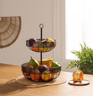 Διπλή Μεταλλική Φρουτιέρα με Σχέδιο Frieze 43 x 30,5 cm Μαύρο 15428... Διπλή Μεταλλική Φρουτιέρα με Σχέδιο Frieze 43 x 30,5 cm Μαύρο 15428...