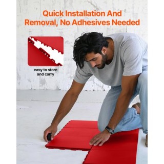 VEVOR Σετ 8 Κόκκινα Διασυνδεόμενα Πλακάκια Γυμναστηρίου από Καουτσο...