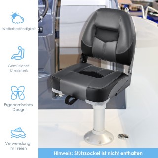 Costway Σετ 2 Αναδιπλούμενων Καθισμάτων Σκάφους με 11 εκ. Παχύ Μαξι...