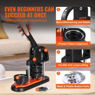 Μηχανή Κατασκευής Κουμπιών VEVOR, 58mm, με 100 τεμ. και Κόφτη  SLKX...