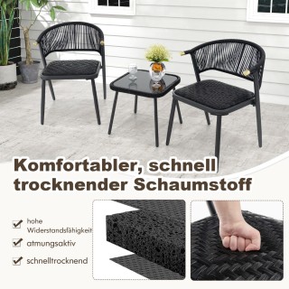 Costway  Σετ Έπιπλα Βεράντας 3 Τεμαχίων από Ρατάν με Άνετες Καρέκλε...