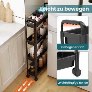 Costway Στενό τροχήλατο ραφάκι 4 επιπέδων με λαβές για κουζίνα και ...