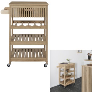 Ξύλινο Τρόλει Κουζίνας με 3 Ράφια και Συρτάρι 65 x 84.5 x 40 cm HD0... Ξύλινο Τρόλει Κουζίνας με 3 Ράφια και Συρτάρι 65 x 84.5 x 40 cm HD0...