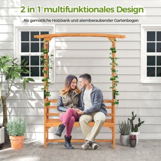 Costway  Ξύλινη Αψίδα με Πάγκο & Υποστήριξη για Αναρριχώμενα Φυτά N...