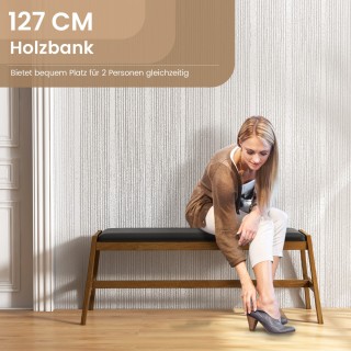 Costway Πολυτελής Ξύλινος Πάγκος Τραπεζαρίας με PVC Δερμάτινη Επέν... Costway Πολυτελής Ξύλινος Πάγκος Τραπεζαρίας με PVC Δερμάτινη Επέν...