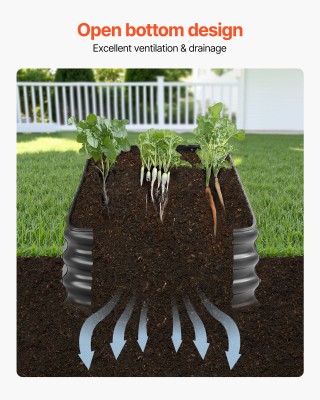 VEVOR Οβάλ Μεταλλικό Υπερυψωμένο Παρτέρι 2.4 x 0.6 x 0.3 μ, Σκούρο ...