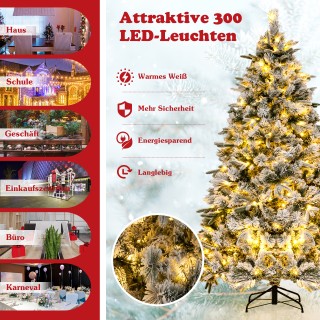 Costway  Έλατο Χριστουγέννων 210 εκ. με Χιόνι και Ζεστό Φωτισμό - 3...