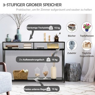 Costway  Κομψό Κονσόλα Τραπέζι με Ανοιχτά Ράφια και Μεταλλικό Πλαίσ...