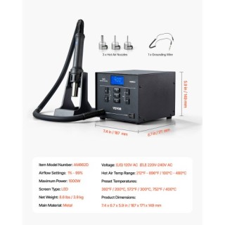 VEVOR Σταθμός Επανακόλλησης SMD 1000W LED 212℉-896℉ RFFXTTSJSSL1O9O... VEVOR Σταθμός Επανακόλλησης SMD 1000W LED 212℉-896℉ RFFXTTSJSSL1O9O...