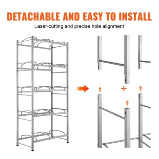 Ράφι Νερού VEVOR 5 Επιπέδων Διπλής Σειράς για 10 Μπουκάλια Ασημί Γκ...