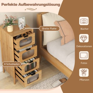 Costway Στυλάτη Κομμότα από Μπαμπού με 4 Συρτάρια και Γυάλινες Προσ... Costway Στυλάτη Κομμότα από Μπαμπού με 4 Συρτάρια και Γυάλινες Προσ...