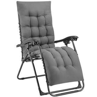 BAKAJI Πτυσσόμενη Καρέκλα Κήπου με Μαξιλάρι και Μεταλλικό Σκελετό Γ...