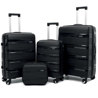 PROVITERA Σετ 4 Σκληρές Βαλίτσες και Νεσεσέρ Ταξιδιού Μαύρο με Τηλε...