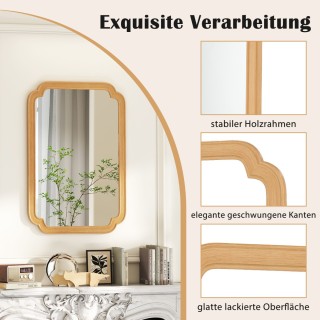 Costway  Ορθογώνιος Επιτοίχιος  Καθρέφτης με Ξύλινο Πλαίσιο 90 x 60...