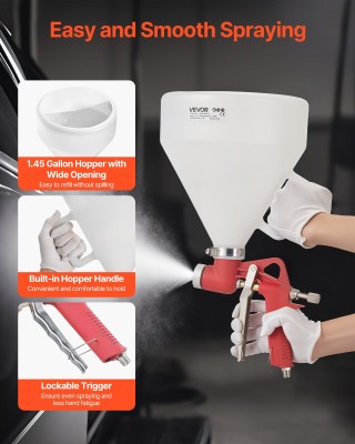 VEVOR Πιστόλι Ψεκασμού Υφής, 4.5L, Με 3 Εναλλάξιμα Μπέκ (3.5mm, 6mm...