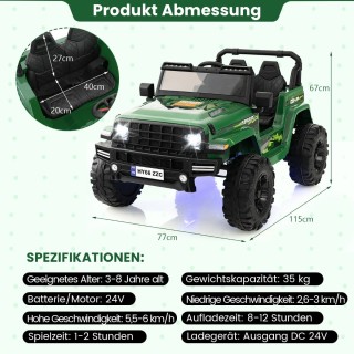Costway 24V 2 Θέσεων Παιδικό Ηλεκτρικό Αυτοκίνητο με Τηλεχειριστήρι...