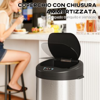 HOMCOM Κάδος Απορριμμάτων 55L με Αισθητήρα για Αυτόματο Άνοιγμα και...