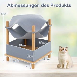 Costway Διώροφο Ξύλινο Σπίτι Γάτας με Μετατρέψιμο Σχέδιο και Αποθηκ...