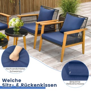 Costway Σετ  5 Τεμαχίων Εξωτερικού Χώρου με Ξύλινο Σκελετό Ακακίας ...