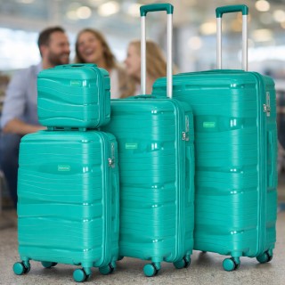 PROVITERA Σετ 4 Σκληρές Βαλίτσες από Πολυπροπυλένιο σε Πράσινο Χρώμ...