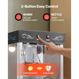 VEVOR Μηχανή Παραγωγής Ποπκόρν με Καρότσι 800W Μαύρο CSBMHJHS8OZWX2...