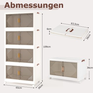 Costway Στοιβαζόμενα Κουτιά Αποθήκευσης με Ρόδες & Πόρτες JV12395WH Costway Στοιβαζόμενα Κουτιά Αποθήκευσης με Ρόδες & Πόρτες JV12395WH