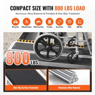 VEVOR  Φορητή Ράμπα Αμαξιδίου, 7 ft, 800 lbs, Αντιολισθητική, Αλουμ...