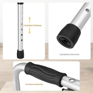 BAKAJI Ρυθμιζόμενη Κατά Ύψος Αλουμινένια Υποστήριξη Περίπατου με Μέ... BAKAJI Ρυθμιζόμενη Κατά Ύψος Αλουμινένια Υποστήριξη Περίπατου με Μέ...