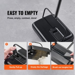 VEVOR Χειροκίνητη Σκούπα Χαλιών, 20 εκ. Πλάτος Σάρωσης, 300 ml Κάδο...