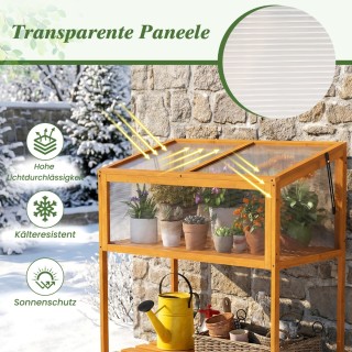 Costway Ξύλινο Υπερυψωμένο Κήπος με Διαφανές & Ανοιγόμενο Σκεπαστό ...