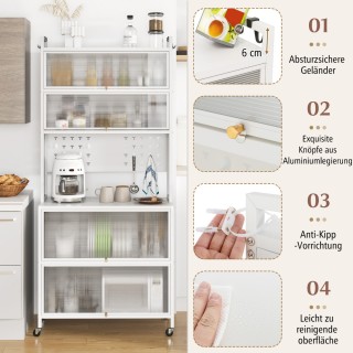 Costway 6-επίπεδος Κουζινόθηκη με Ανοιχτό Ράφι, Διαφανείς Πόρτες & ...