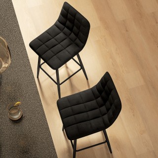 HOMCOM  Σετ 2 Σκαμπό Κουζίνας Σκανδιναβικού Στυλ από Ύφασμα με Αίσθ...